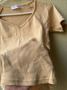 Cute Beige ribbed T-Shirt