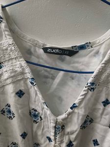 Cute White &amp; Blue Print Dress