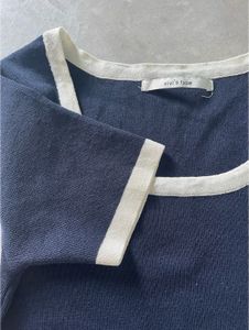 Navy &amp; White Trim Top