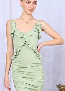 Green Ruffle Bodycon Dress Size- S,M