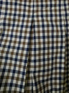 Beige check Pleated Skirt Knee Length