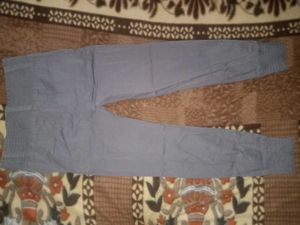 Grey Cotton Blend Trousers