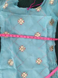 Sea Blue net embroidery party wear suit