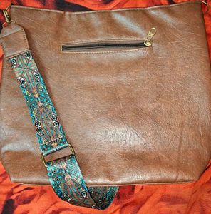 Brown Faux Leather Bucket Bag