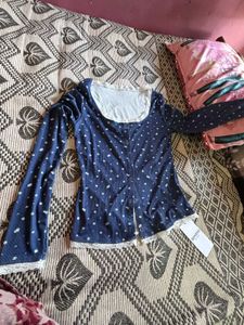 Coquette Blue Printed Slim Top