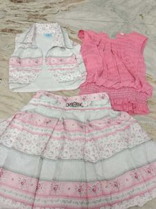 3-4yr Baby Girl 3 Piece Skirts,Top And Jacket Set