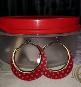 Cherry Pop Hoops (14k Plated)&amp; Evil Eye Pendent