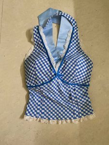 Blue Gingham Halter Top