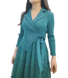 Teal Pleated Blazer Dress