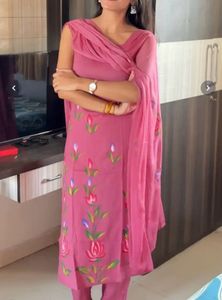 Pink Floral Print Kurta Set