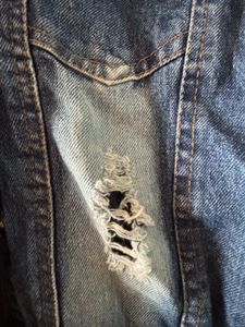 Denim Jacket with Pearl Detail