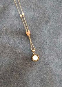 Rose Gold Roman Numeral Pendant Necklace