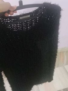 Black Fuzzy Knit Sweater