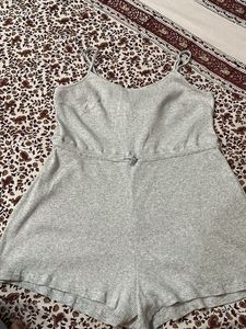 Gray Ribbed Romper