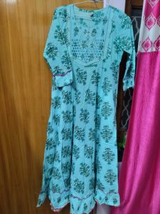 Anarkali Cotton Suit Wth Heavy Tassels