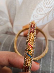 Gold-Tone &amp; Red Decorative Bangle Set