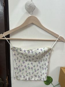 H&M Ribbed Floral Tube Top