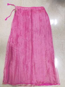 Net Embroidered Long Pink Skirt
