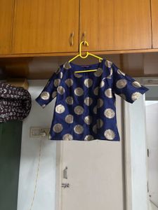 NeeBlue &amp; Gold Print Top