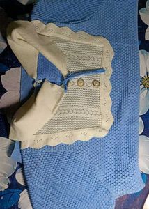 Korean Vintage Knit Top - Baby Blue
