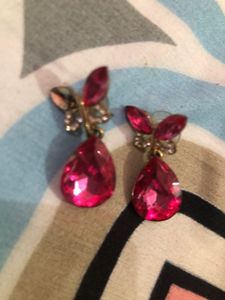 Pink Butterfly Drop Earrings