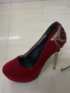 Red Velvet Pencil Heels