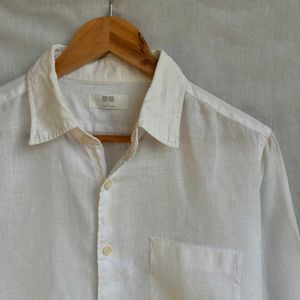 UNIQL0 White 100% LINEN Shirt