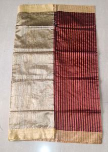 Striking Orange and Black Striped Silk Saree