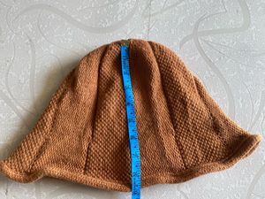 Brown Flared Knitted Winter Hat