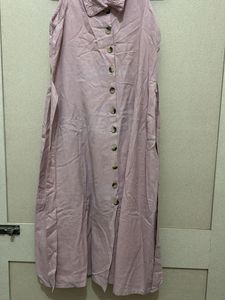 Pink Sleeveless Button Down Dress