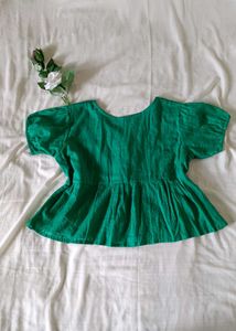 Emerald Green Tie-Front Top