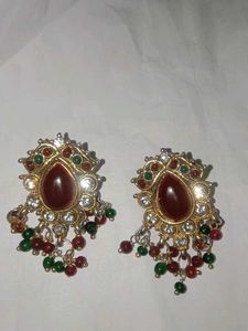 Vintage Style Red & Green Earrings
