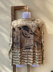 Vintage Print Turtleneck Top