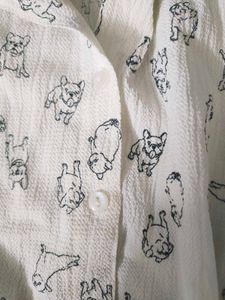 Ajio Rio Women White Shirt With Cute Puppy Details