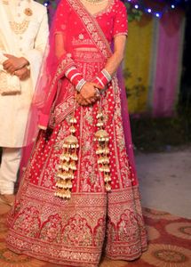 Red Embroidered Wedding Lehenga