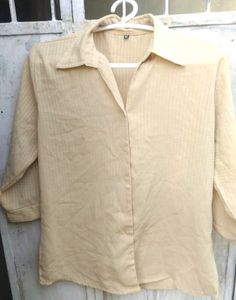 Womens Elegant Beige Button-Down Shirt