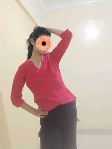 Red V-Neck Top
