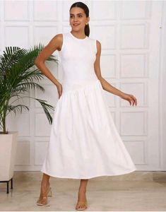 Shein Elegant White Midi Dress