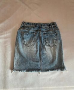 DENIM SHORT SKIRT -Blue