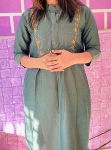 Naira cut Kurti With Embroidery Design
