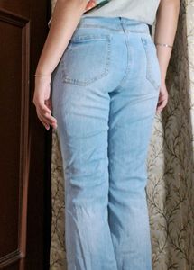 Bootcut Light Blue Ripped Women Jeans