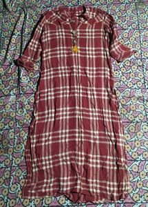 Red Plaid Kurti Tunic