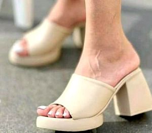 Tan Platform Mules