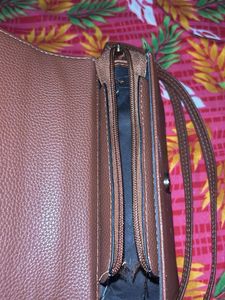 Brown Heart Clasp Crossbody Bag