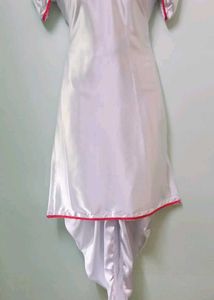 White Satin Dhoti Suit