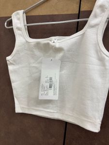 White Square Neck Crop Tank Top
