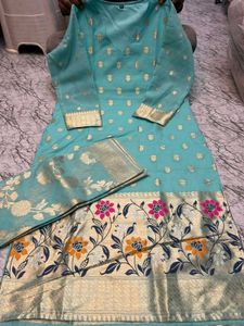 Beautiful Sea Blue Jamdani Silk Elegant Lovers