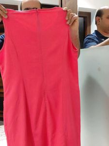 Coral Sleeveless Shift Dress