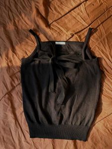 Black Tie-Front Tank Top