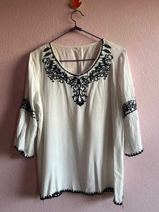 Embroidered White Top
